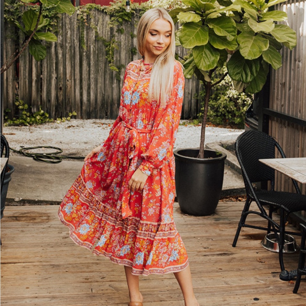 NWT New Spell Meadowland Boho Dress in Poppy